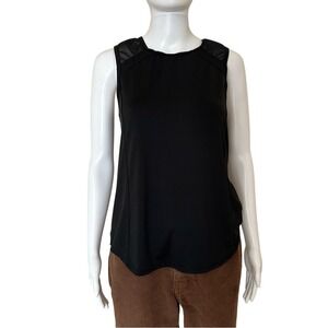 ⭐ Xia Black Fitness Sleeveless Back Mesh Cut Out Tank Top Size Small